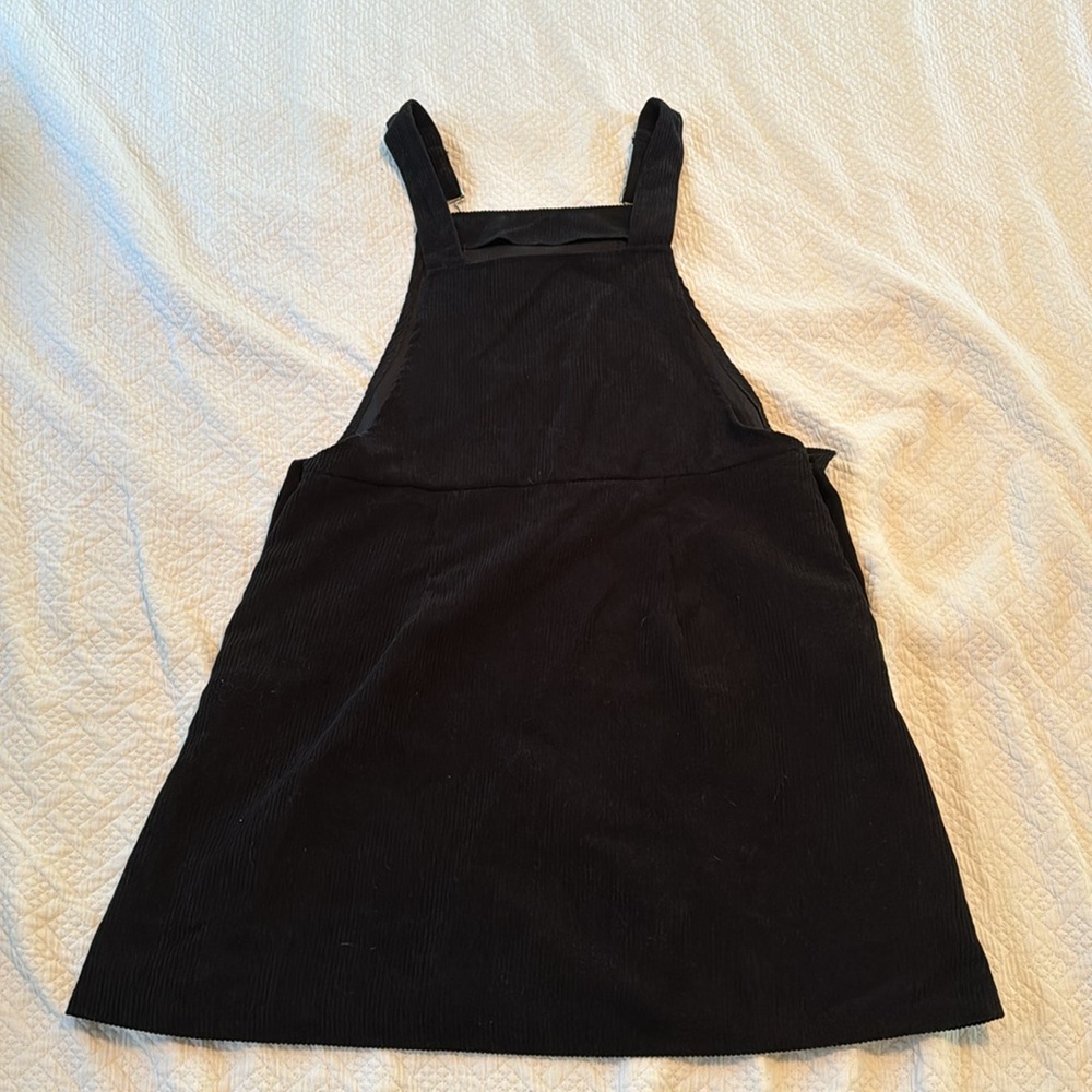 SHEIN Black Corduroy Pinafore Midi Dress - Picture 2 of 3